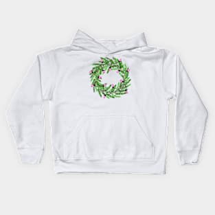 Christmas wreath with Christmas tree lights garland Kids Hoodie